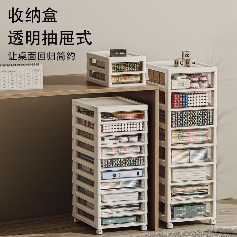Multi-layer storage rack drawer type knead storage box home under table transparent with wheels storage push cart type shelf