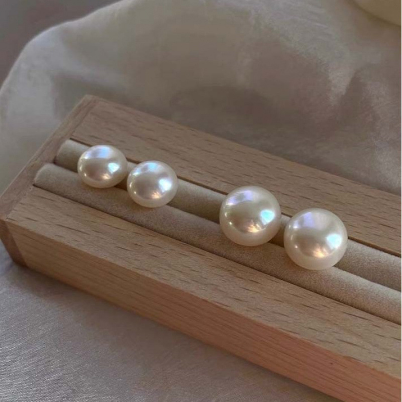 12mm large natural freshwater pearl stud earrings women tyusha 18k gold 999 silver needle ear accessories