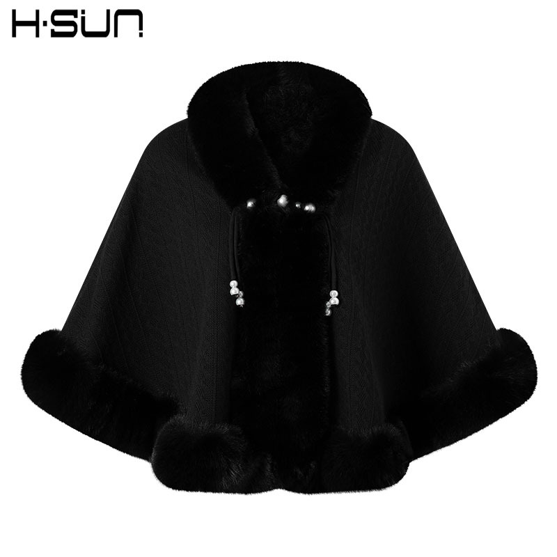 Winter Rabbit Fur Cape Outerwear Warm Women's Cheongsam Chinese Style Cape Outerwear Cardigan