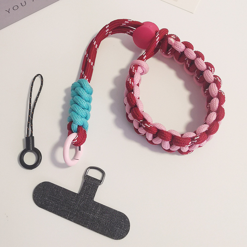 短款【红粉】可调节编织挂绳+深灰卡条+小吊绳