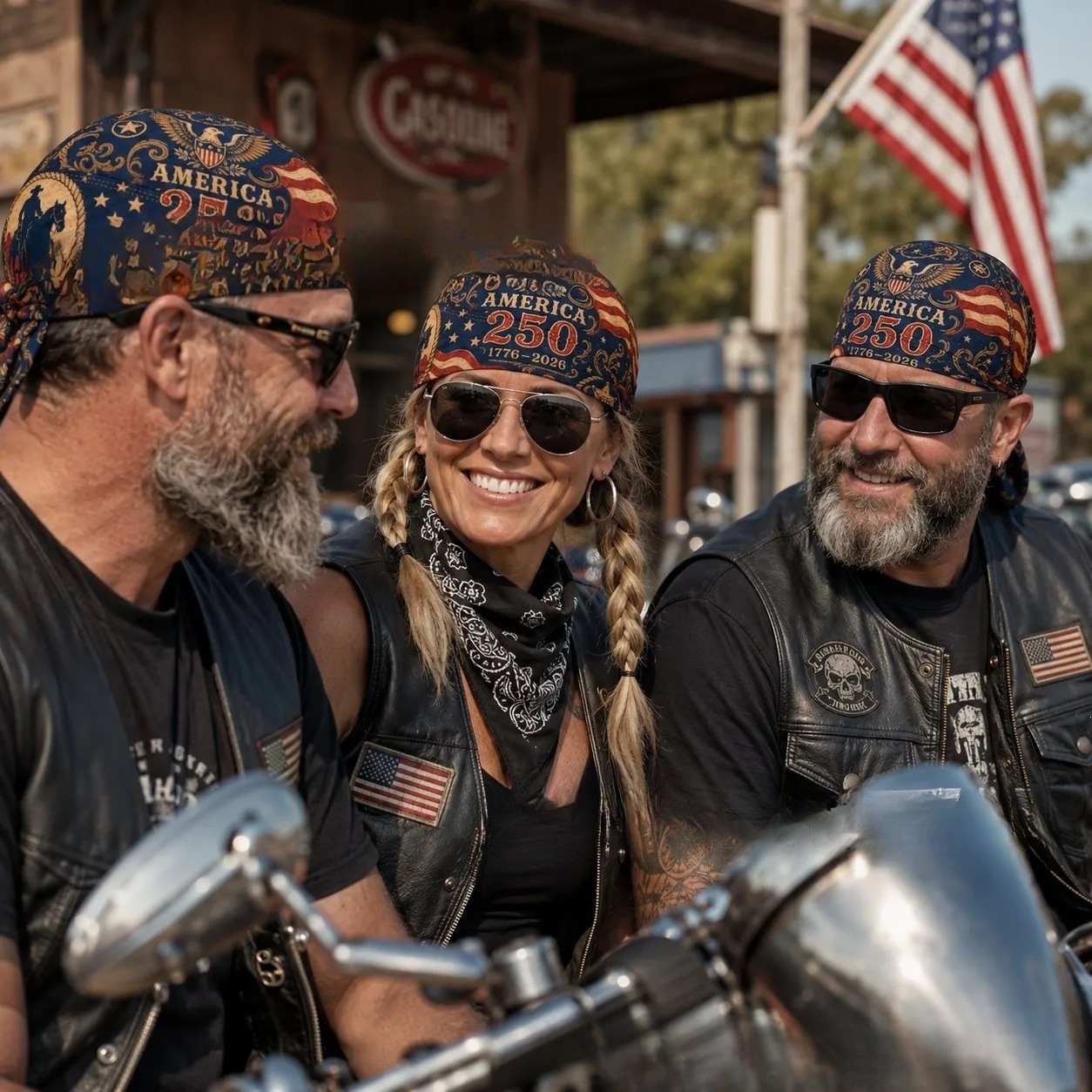 250 Cycling Pirate Hat Biker Headwrap Anniversary Motorcycle Headwrap