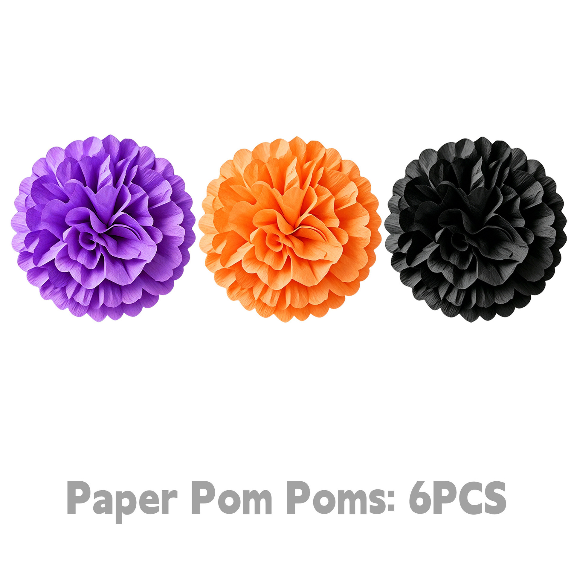 Halloween Ghost Pumpkin Theme Orange Purple Black Color Scheme Hollow Out Paper Fan Paper Flower Ball Scene Decoration Ornaments