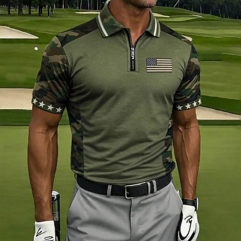 2026 New Men's Short Sleeve Polo Shirt Cross Climber Sports Casual