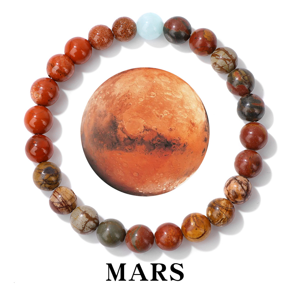 New solar system eight planets artificial stone elastic rope bead bracelet unisex gift bracelet accessory