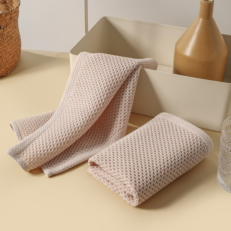 Dishcloth Cotton Square Towel Dishcloth Hand Towel Tea Towel Daily Honeycomb Absorbent Cotton Breathable Kitchen Clean Non-greasy