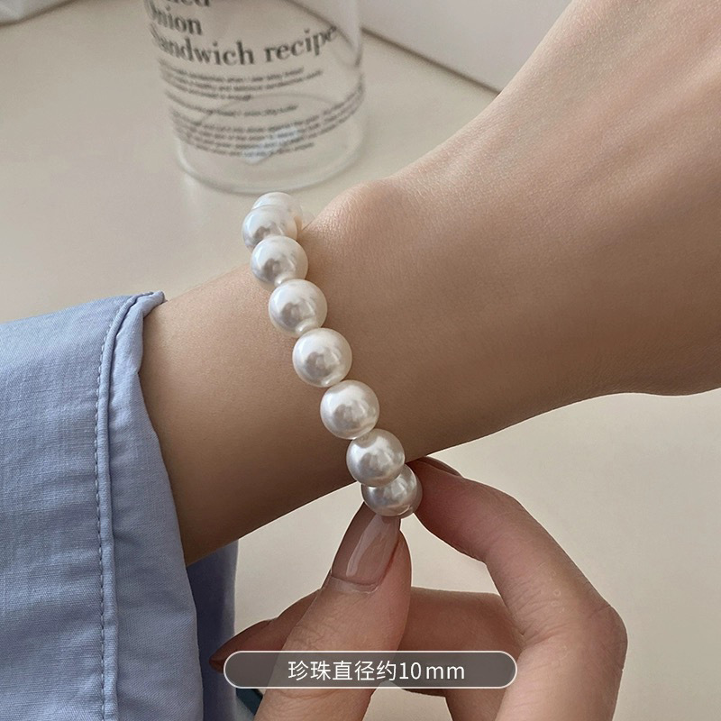 Swarovski Round Australian White Pearl Bracelet for Women, Magnetic Clasp Pearl Bracelet for Women