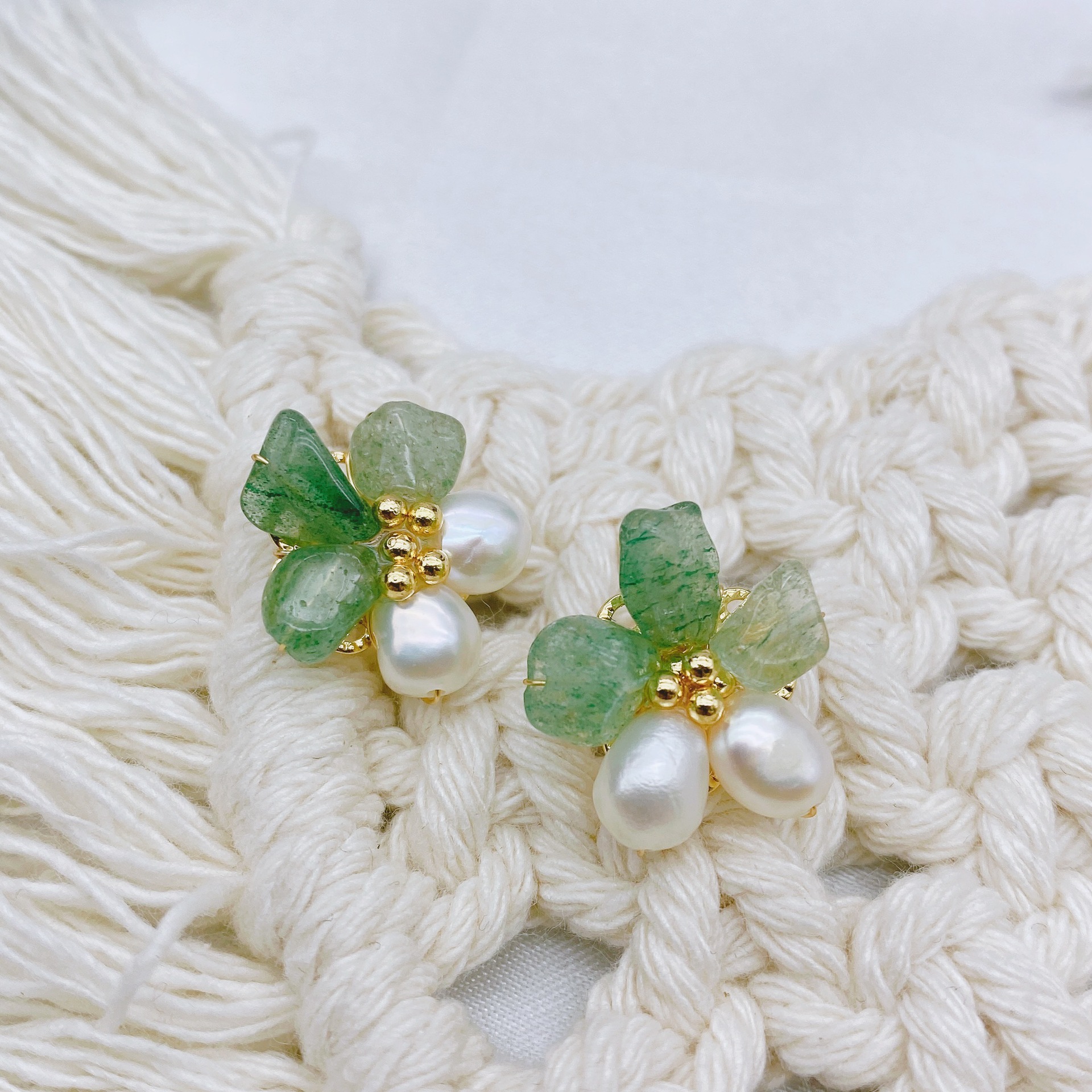925 Needle Baroque Pearl Five-Petal Flower Earrings Original Design Style Earrings