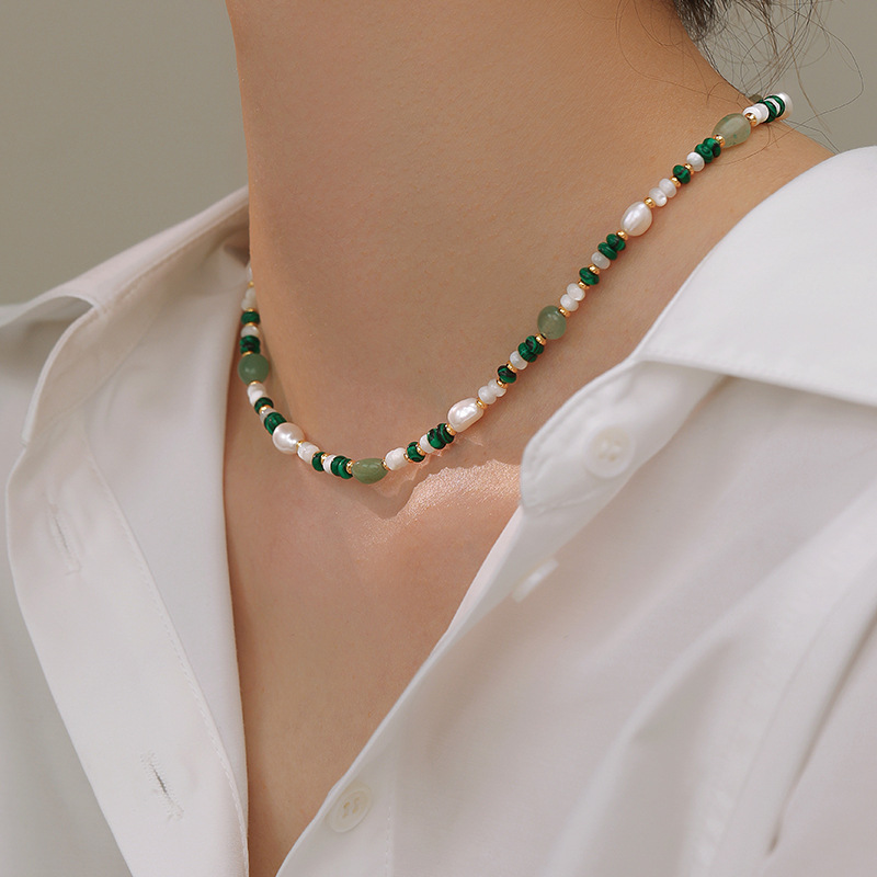 Dopamine natural freshwater pearl necklace, neck chain, colorful bead collarbone chain for women, new neck chain