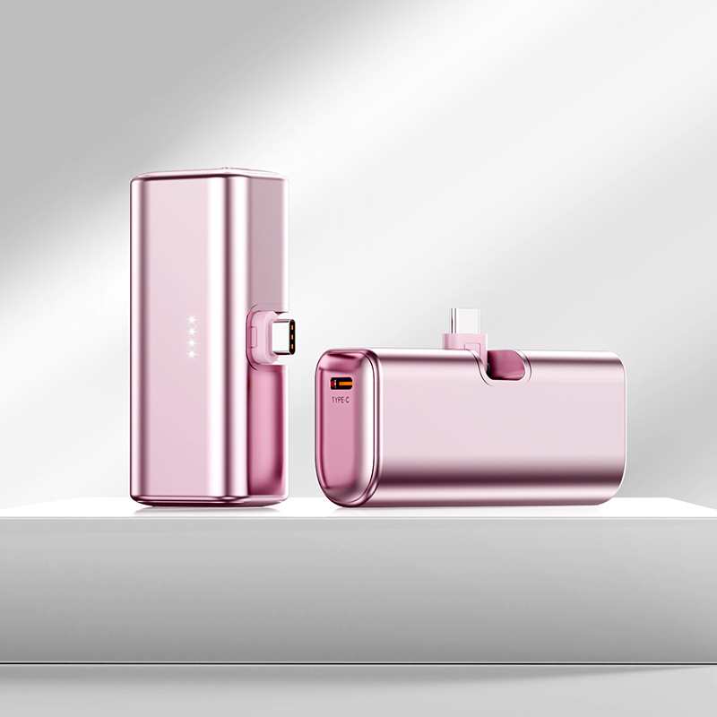 Foldable Plug Fast Charging Metallic Paint Tail Plug Capsule 5000mAh Power Bank Portable PD Mobile Power Supply