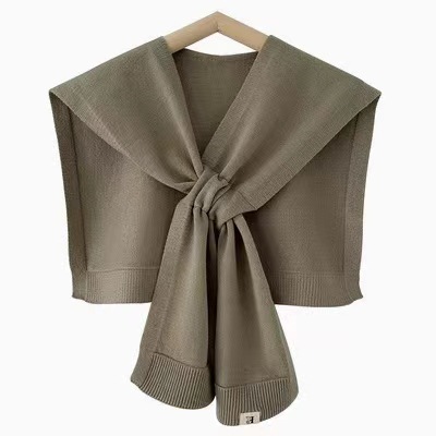 Thin simple striped shawl autumn and winter knitted scarf small cape outer fake collar