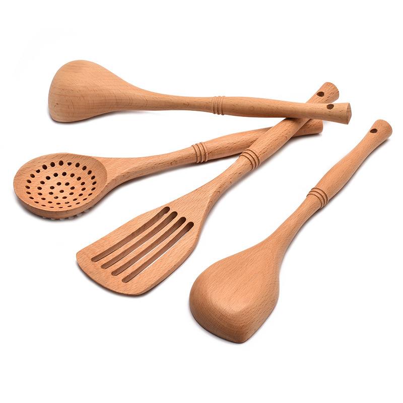 Non-stick pan wooden spatula, cooking spatula, hot pot spoon, wooden spatula set, beech wood kitchen tools, custom LOGO