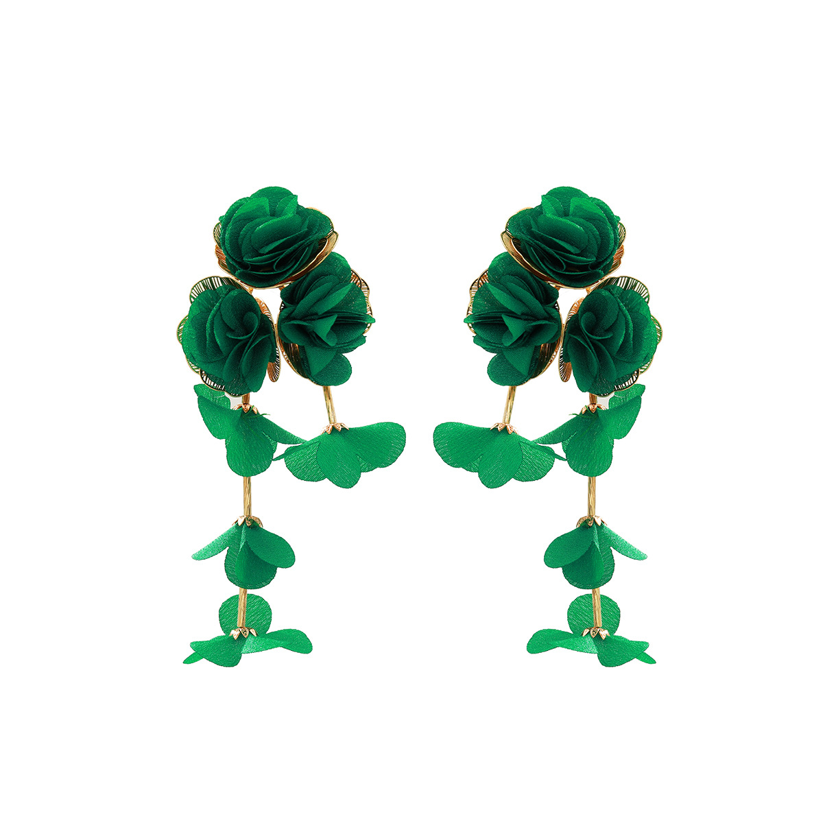 Chiffon flower multi-layer earrings summer beach vacation style drop earrings exaggerated ear accessories niche