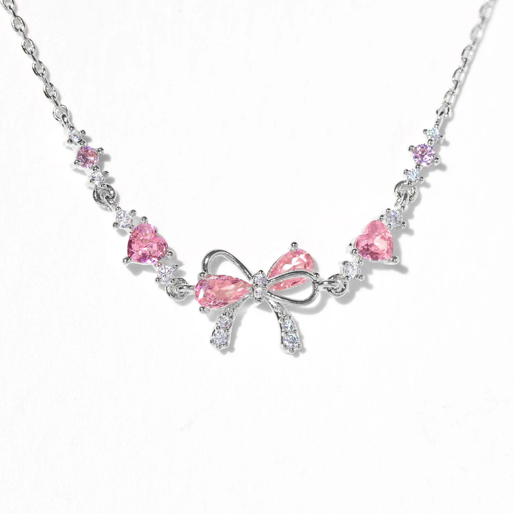 Cute and sweet bracelet with heart zircon, butterfly knot, Valentine's Day bead gift, popular item