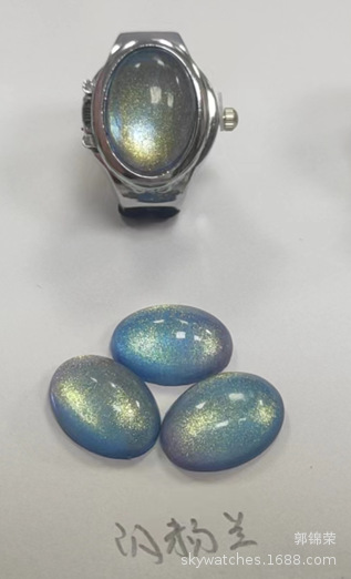 New Ring Watch Round Resin Glitter Flip Finger Watch Student Watch Can See Time