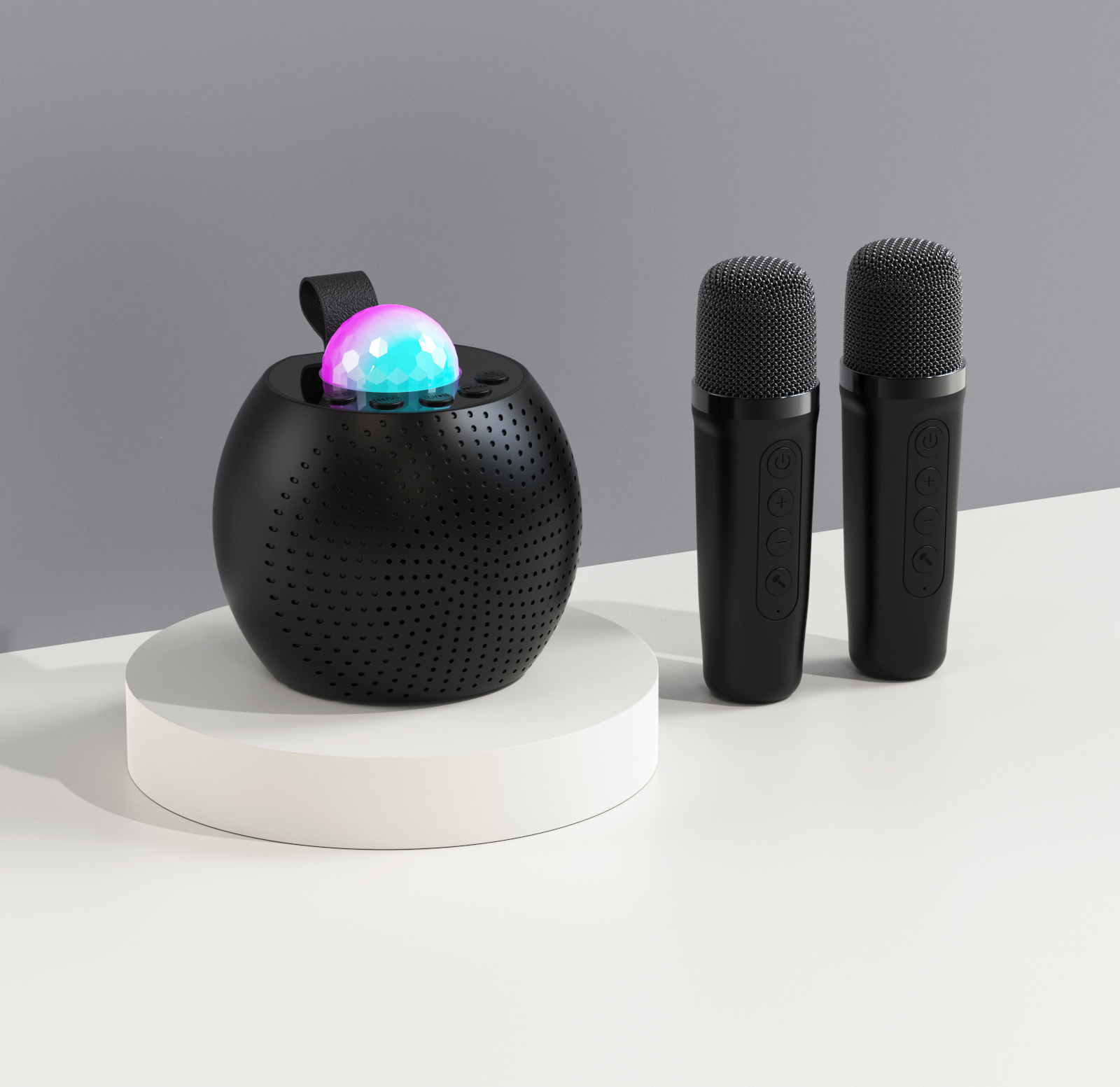 New Q8 Wireless Bluetooth Speaker Microphone Integrated RGB Atmosphere Light Outdoor Portable Home KTV Audio