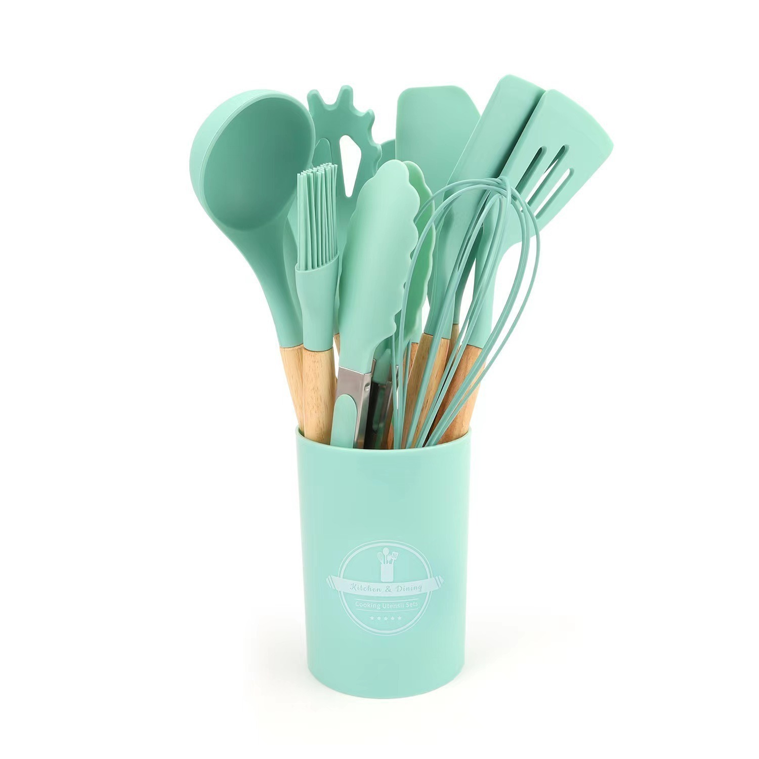 Silicone kitchenware 12-piece set, non-stick pan silicone spatula, household silicone spatula, soup spoon, daily kitchen set