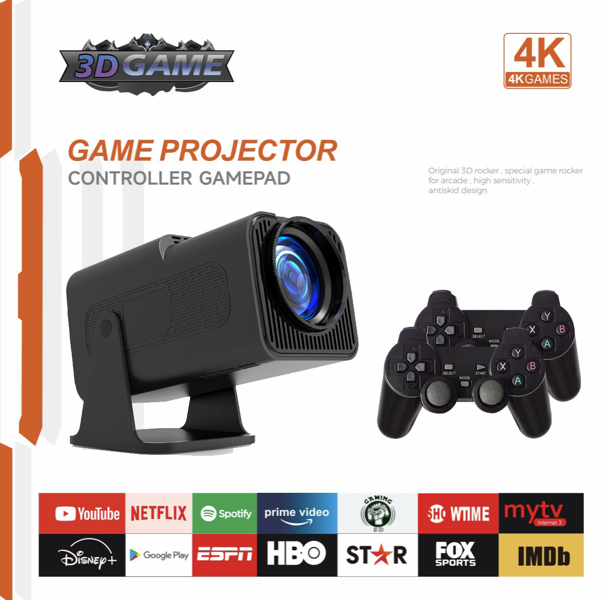 HY320pro Projector Android WiFi Game Controller Set F600 HD Portable Projector
