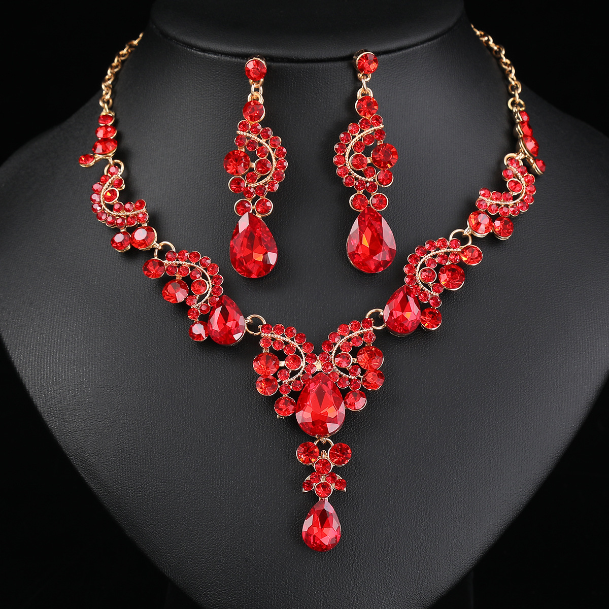 Necklace Earring Set Three-Piece Bride Wedding Dress Accessories New