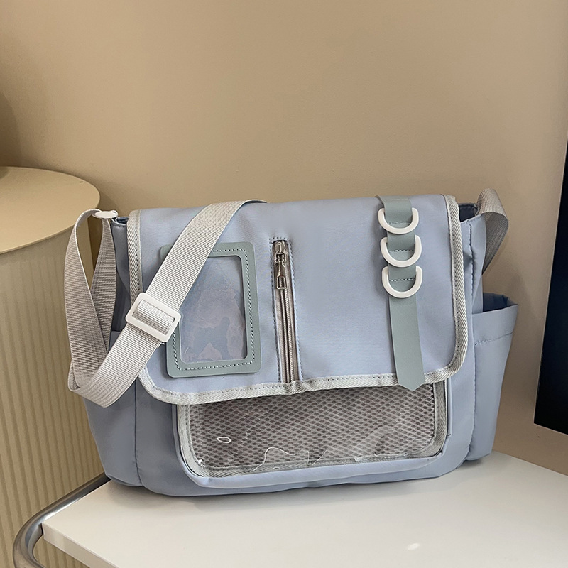 Large capacity simple women cute messenger bag transparent splicing pain bag student dopamine crossbody bag