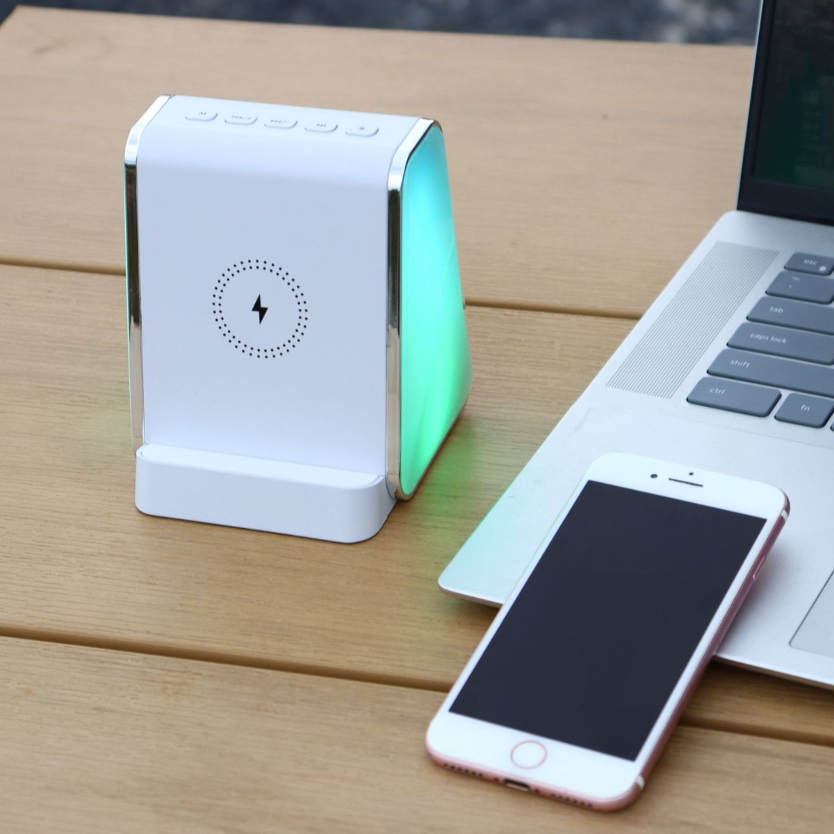 Multifunctional phone wireless charging white noise speaker, phone stand desktop bedside small audio, ambient light sleep