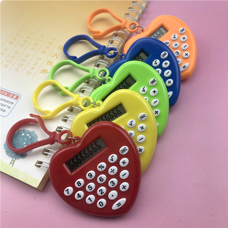 Heart Shape Mini Pendant Calculator Student Portable 8-Digit Calculator Office Stationery Computer