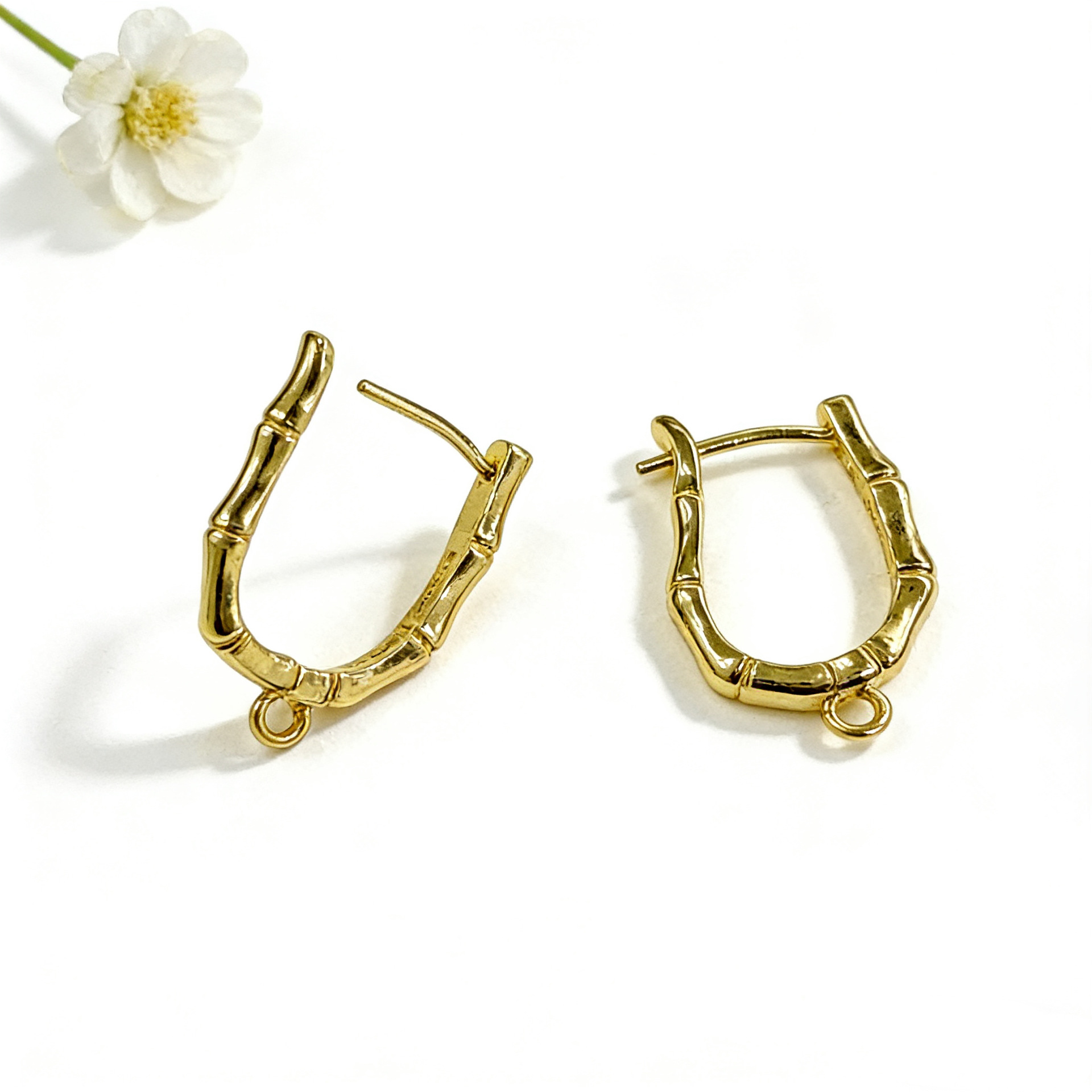 U-shaped bamboo knot ear clip earring hooks jewelry oval earring hoop earring DIY earring pendant accessories materials