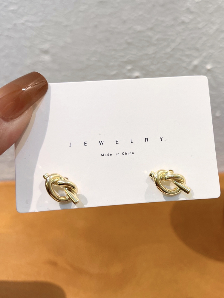S925 silver needle knot design ear studs simple hollow earrings small new ear accessories 6288