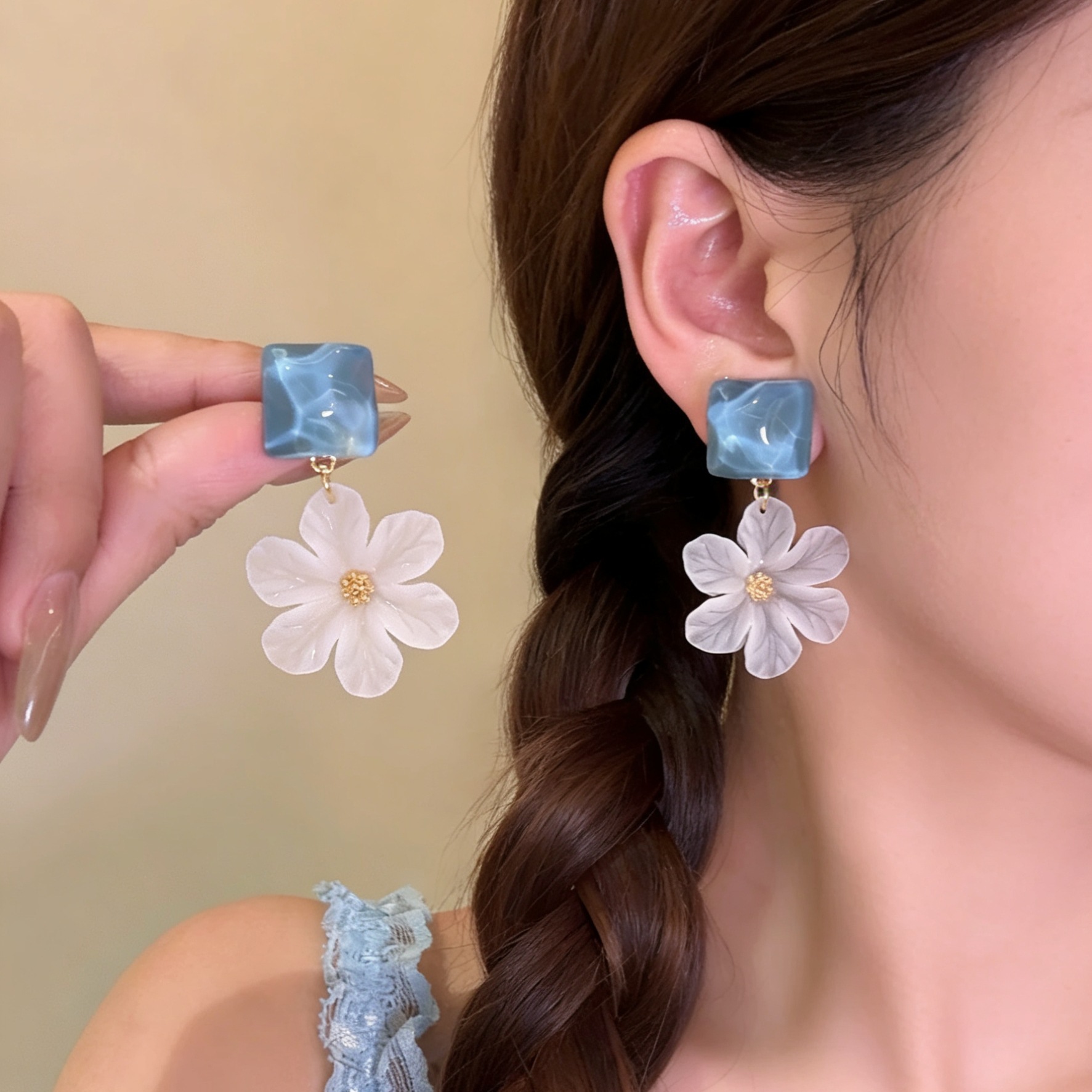 Earrings for Women Summer Small Colorful Stud Earrings Face-Slimming Seaside Vacation Photo Ear Drops Earrings
