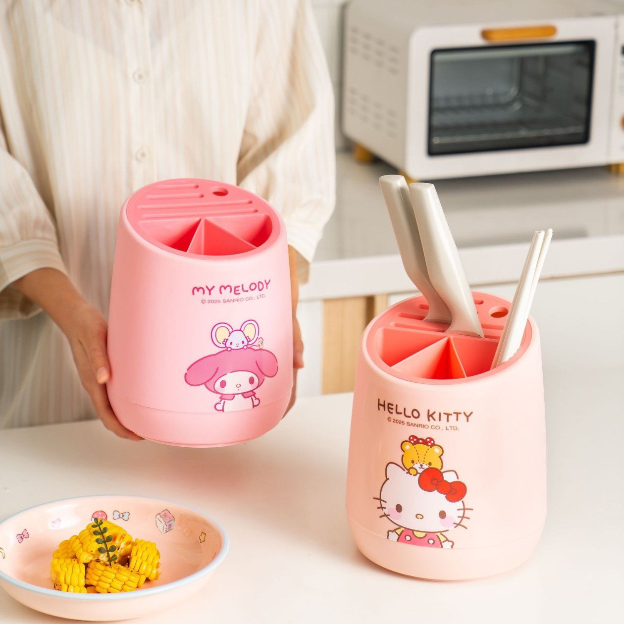 Sanrio Knife Drain Rack Official Kitchen Knife Storage Box Integrated Drain Rack Cartoon KT Chopstick Tube
