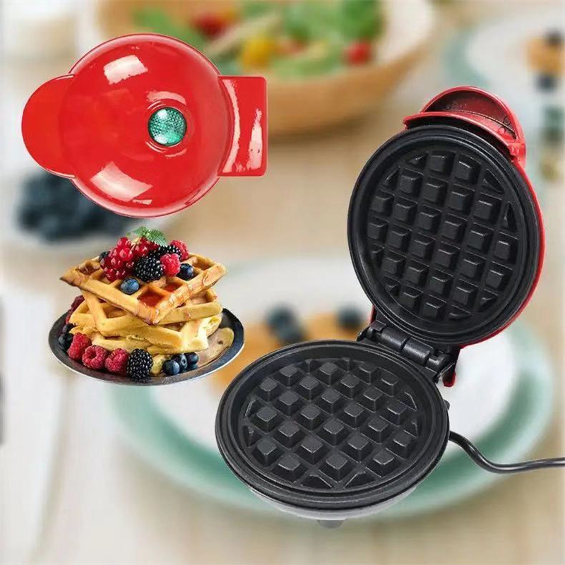 Portable household waffle maker mini breakfast machine baking cake heart-shaped round pancake electric