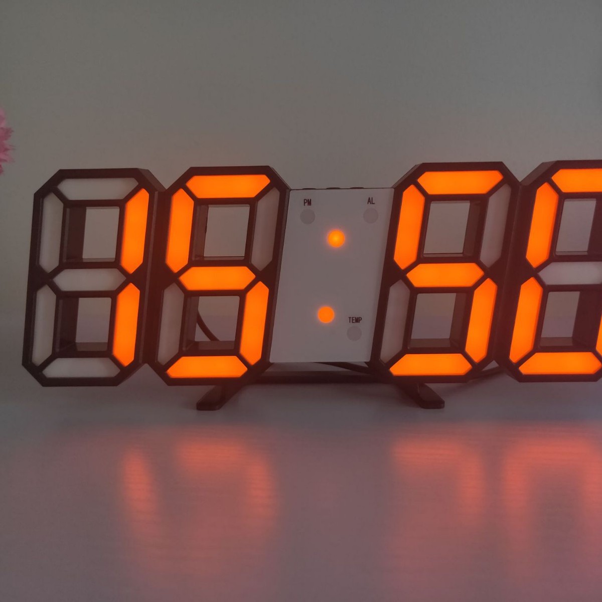 RGB colorful digital night-light alarm clock, living room LED 3D wall clock, desktop silent colorful electronic clock