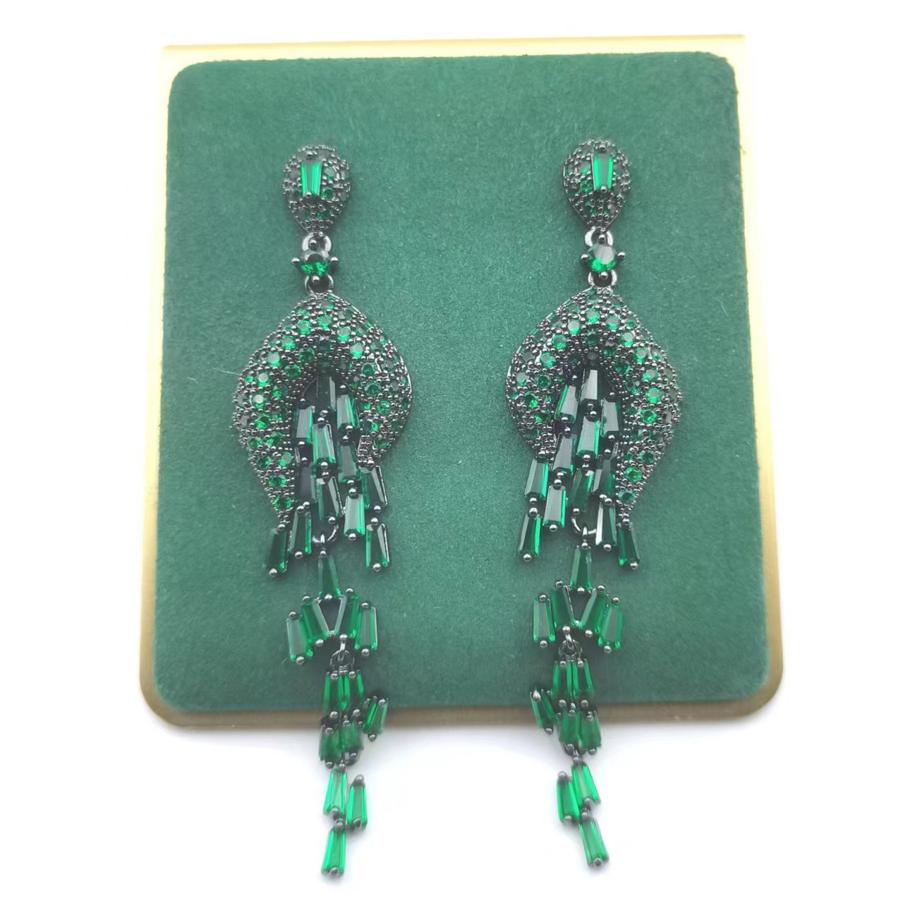 New zircon earrings S925 silver needle long tassel ear jewelry