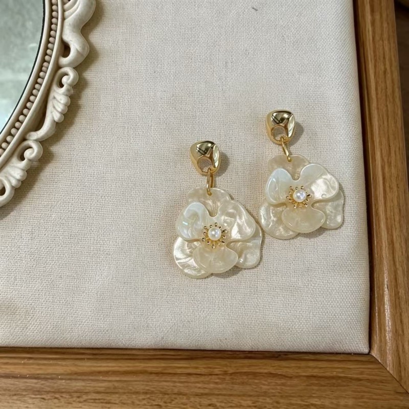 Simple Design Acetate Acrylic Flower Earrings Super Ethereal Exaggerated Petal Ear Studs