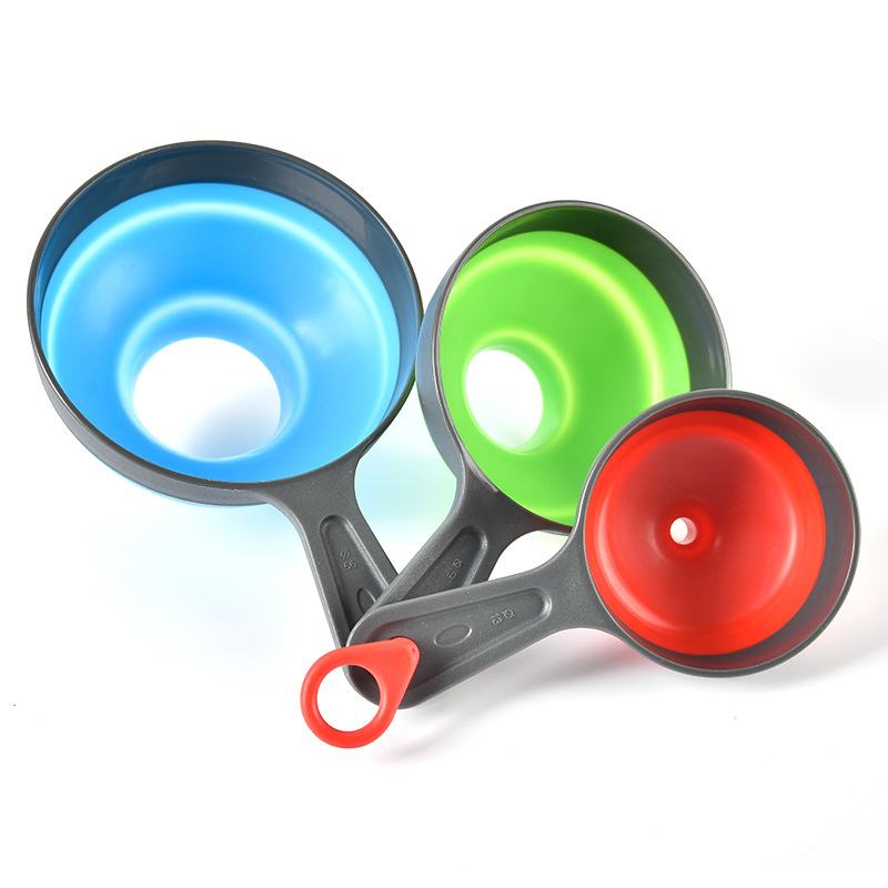 Wide Mouth Narrow Mouth Folding Plastic Funnel Three-Piece Set Jam Funnel Oil Funnel Three-Piece Kitchen Tool