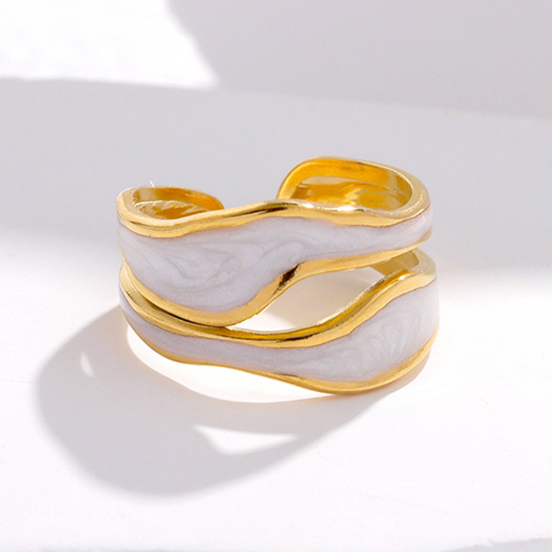 Simple titanium steel ring women cold 18K gold-plated open index finger ring