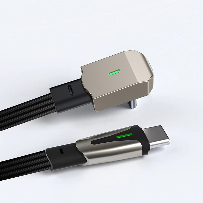 Vehicle curved fast charging data cable for Tesla Mercedes TYPE-C charging port PD charging cable zinc alloy