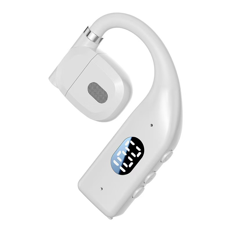 Single-ear open-ear Bluetooth earphones with screen, bone conduction wireless, ultra-long battery life, digital display, non-in-ear, clip-on style