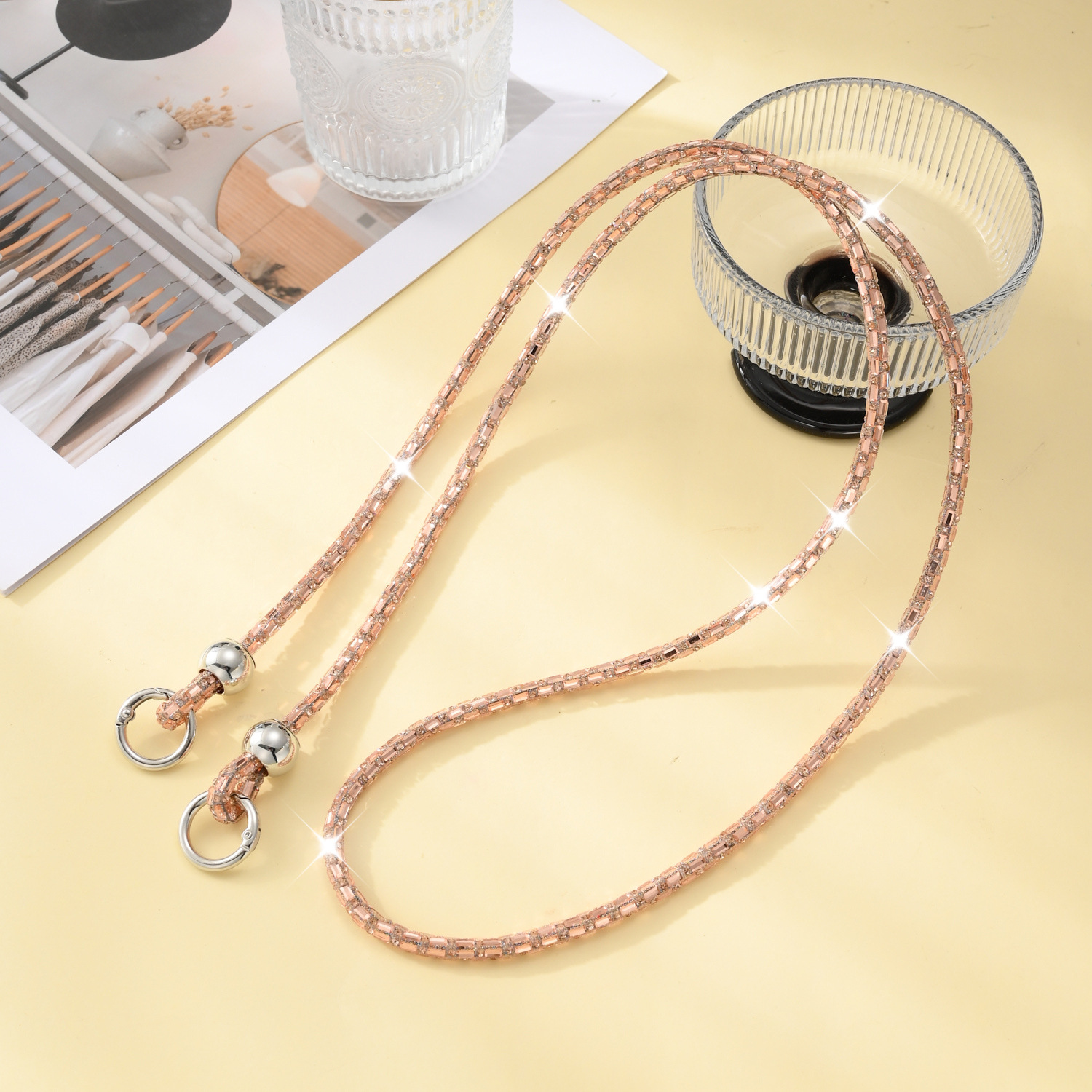 Beaded Rhinestone Crossbody Chain Luxury Diamond Long Phone Lanyard Bag Single Shoulder Chain