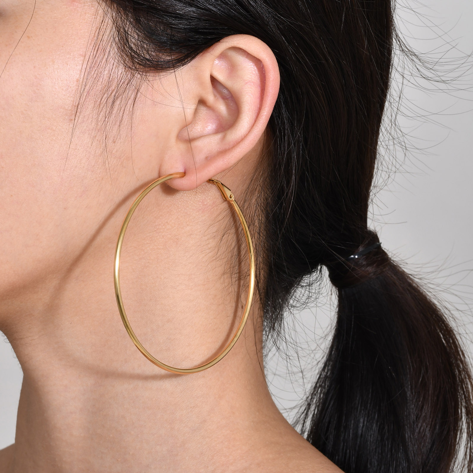 Stainless Steel Circle Earrings Exaggerated Thin Coil Large Ear Jewelry Titanium Steel Women's Accessories
