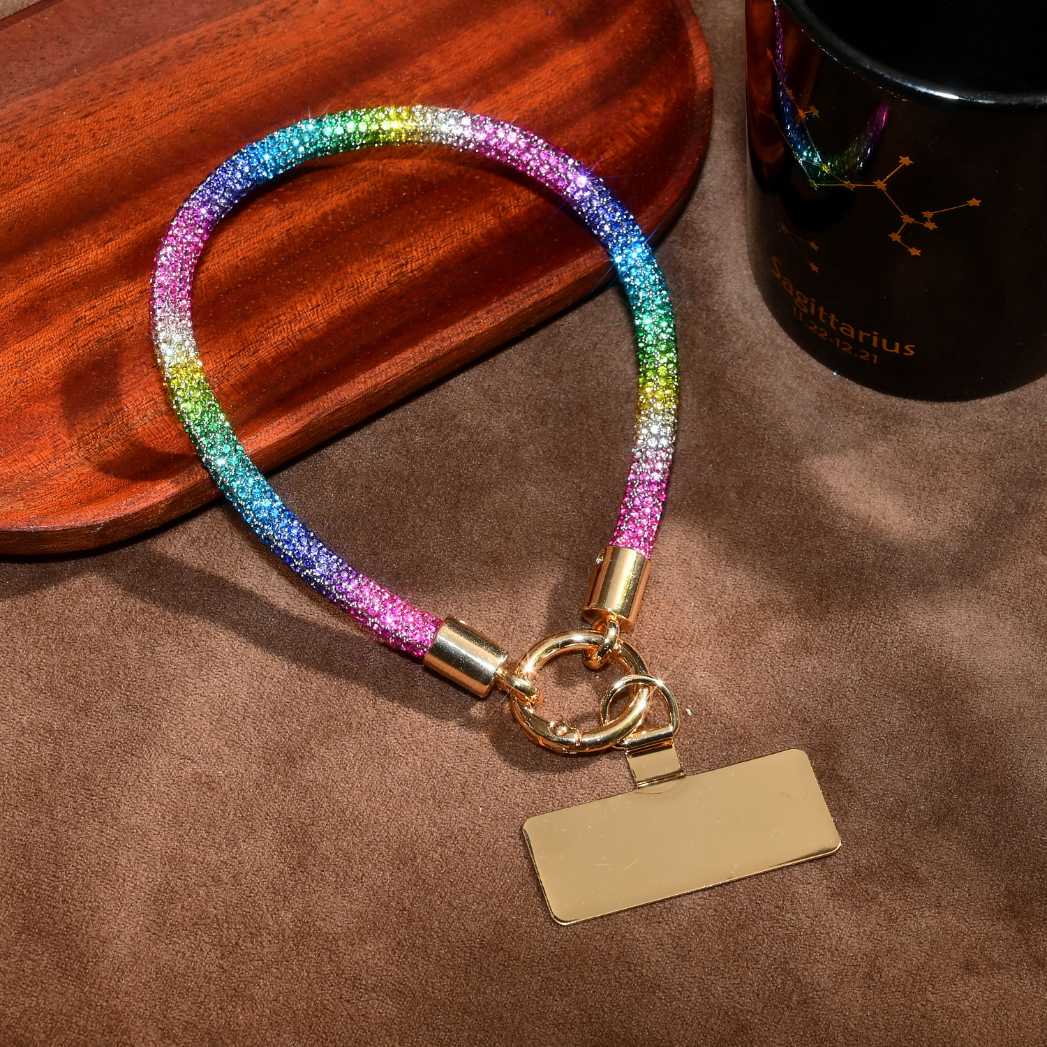 Phone chain rhinestone full rhinestone gold hardware lanyard wrist women phone lanyard custom
