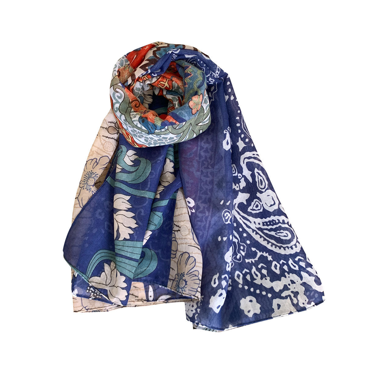 【110*110 versatile sunscreen shawl】printed square scarf for women, summer silk-cotton scarf