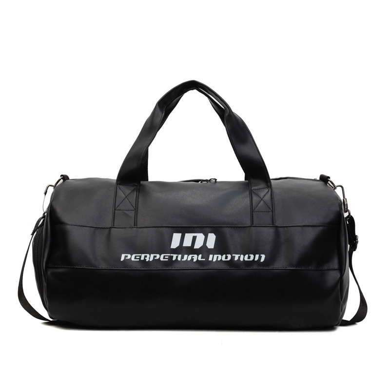 Large capacity wet-dry separation fitness bag short-distance travel bag independent shoe compartment PU leather hand-carry crossbody sports storage bag