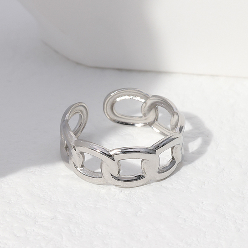 Titanium steel ring women leaf love shape niche simple open stainless steel ring