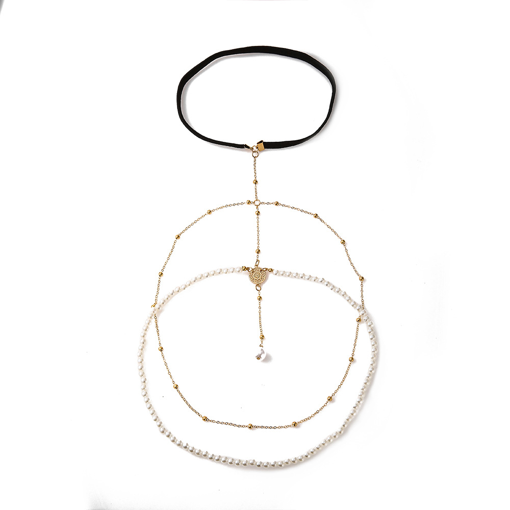 Exaggerated Simple Multi-Layer Pearl Chain Leg Chain Long Leg Chain Accessories