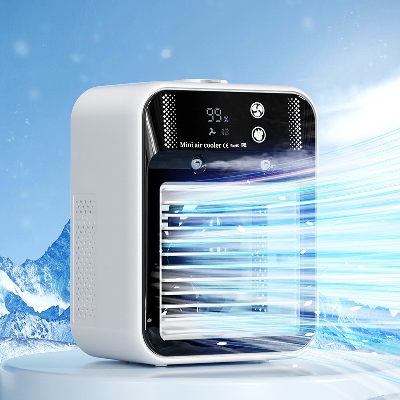 Mini Air Conditioner Fan Cooler Household Office Humidification Spray Desktop Small Fan Dormitory Dual-use Electric Fan