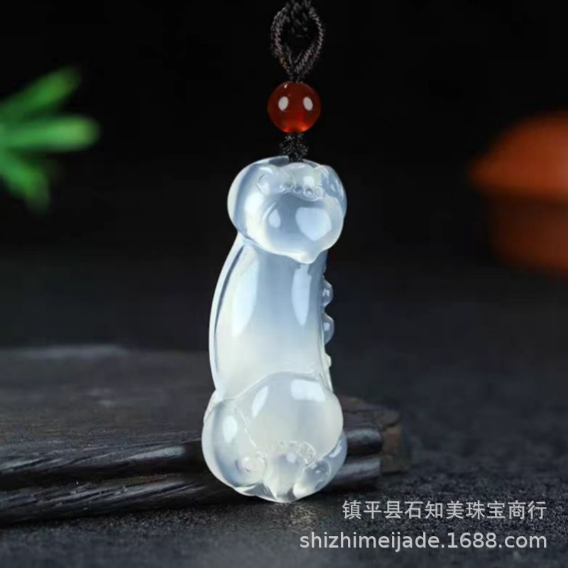 New Ice Seed Horse Material White Chalcedony Pendant Peace Button Auspicious Cloud Lock Ice Transparent No Event Pendant Live Broadcast