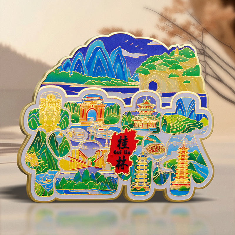 Scenic City Landmark Tourism Cultural Creative Metal Refrigerator Magnet UV Printing Chongqing Cultural Creative Tourism Magnetic Refrigerator Magnet
