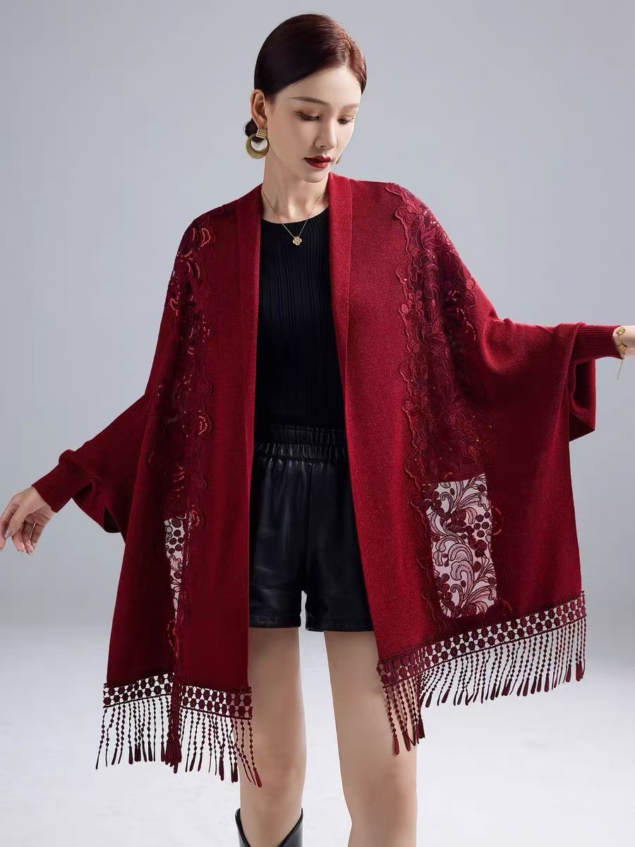 Spring Autumn Wedding Mother-in-law Happy Mother-in-law Cheongsam Shawl Embroidery Outer Wear Tassel Cape Cape Coat 1151#