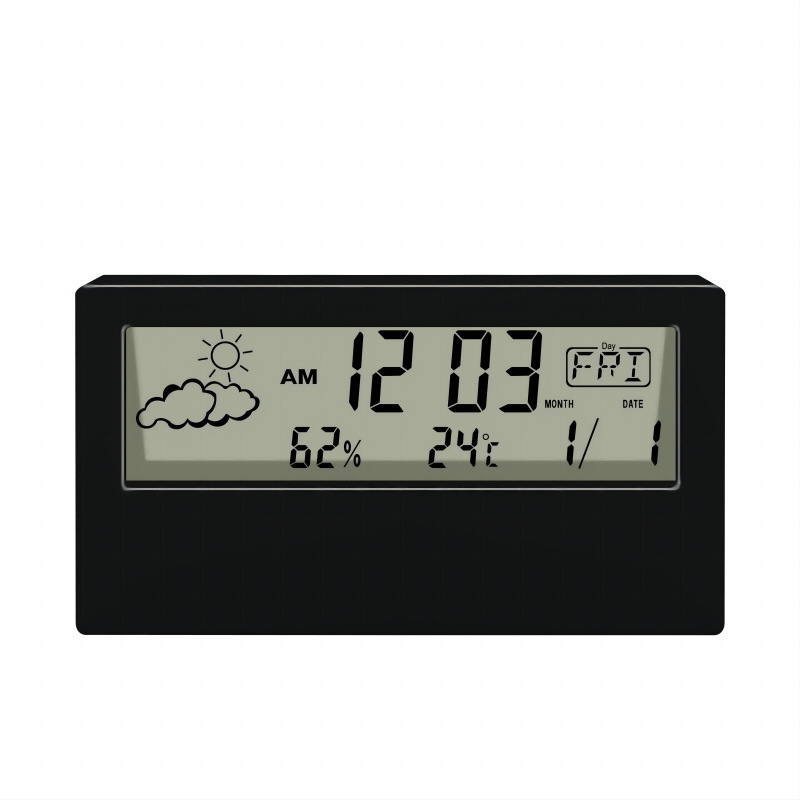 Temperature and Humidity Clock, Weather Display, Night Light Small Alarm Clock, Transparent Electronic Alarm Clock
