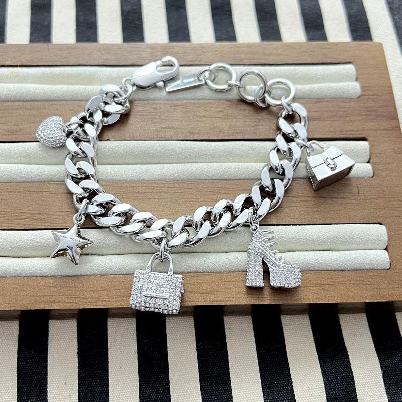 Little Horse metal design full diamond high heel bag love five-pointed star pendant bracelet couple